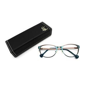 Lisa Loeb Spring 201 Teal Cola 50-17-135mm Eyeglasses FRAMES ONLY - VERY GOOD